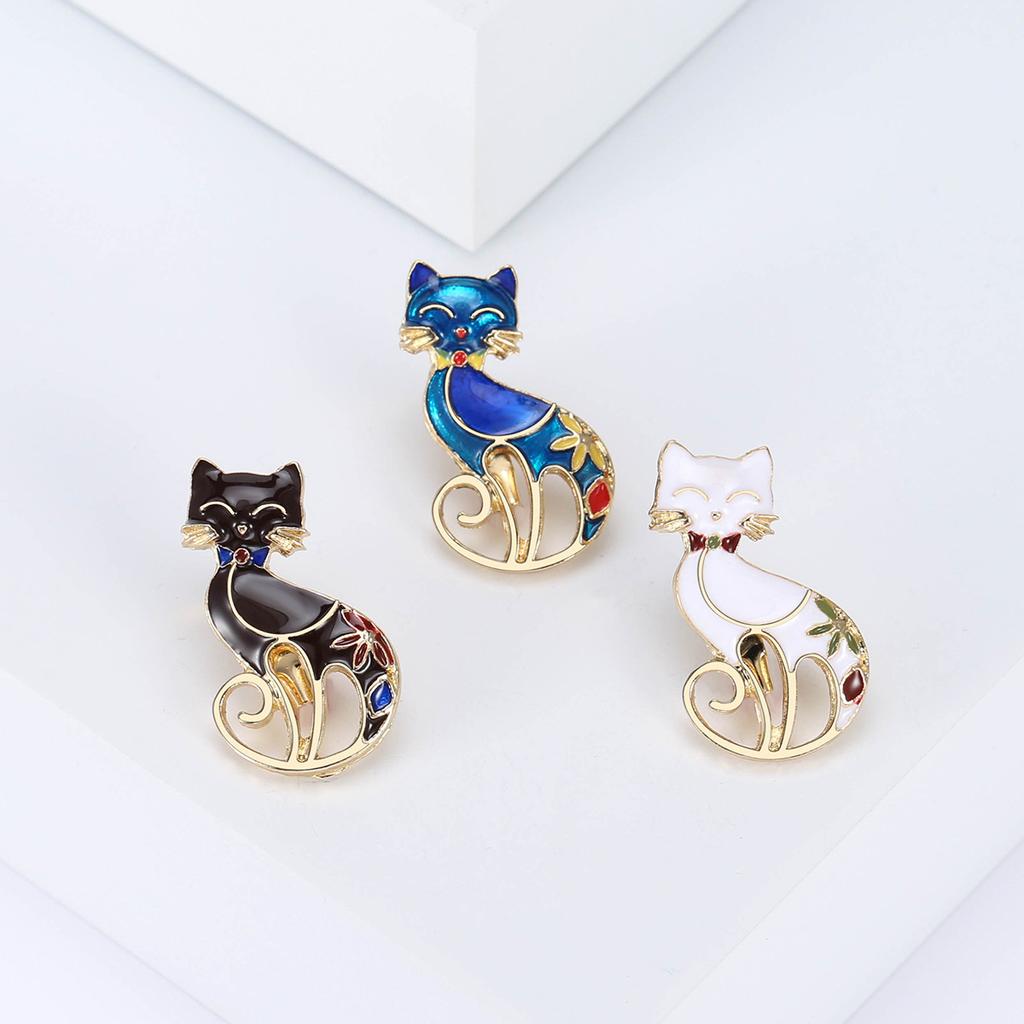 Cartoon Cat Corsage, Creative Three-Color Enamel Kitten Brooch, The Same Elegant Suit Pin For Men And Women