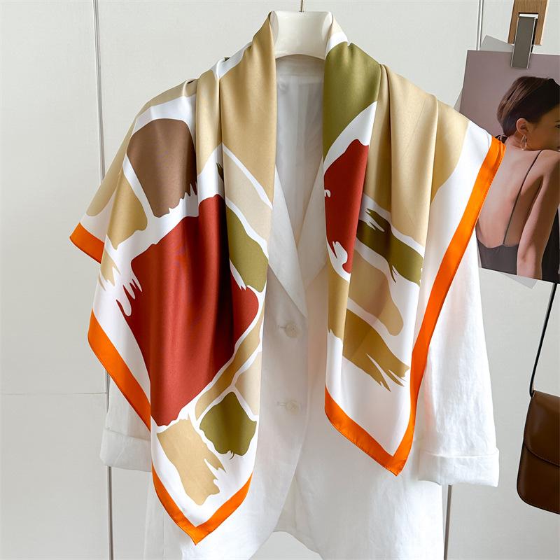 Elegant Kerchief Neck Scarves For Women 90cm Fashion Shawls and Wraps Bandana Head Scarfs