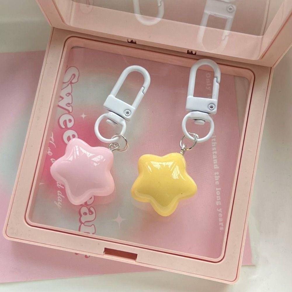 Chubby Chubby Milk Yellow Star Keychain Pentagram Yellow Pink Stars Keychain   Birthday Gifts