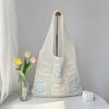 Large Capacity Crochet Tote Bag Solid Color Knitting Handbag Fashion Woven Shoulder Bag  Beach