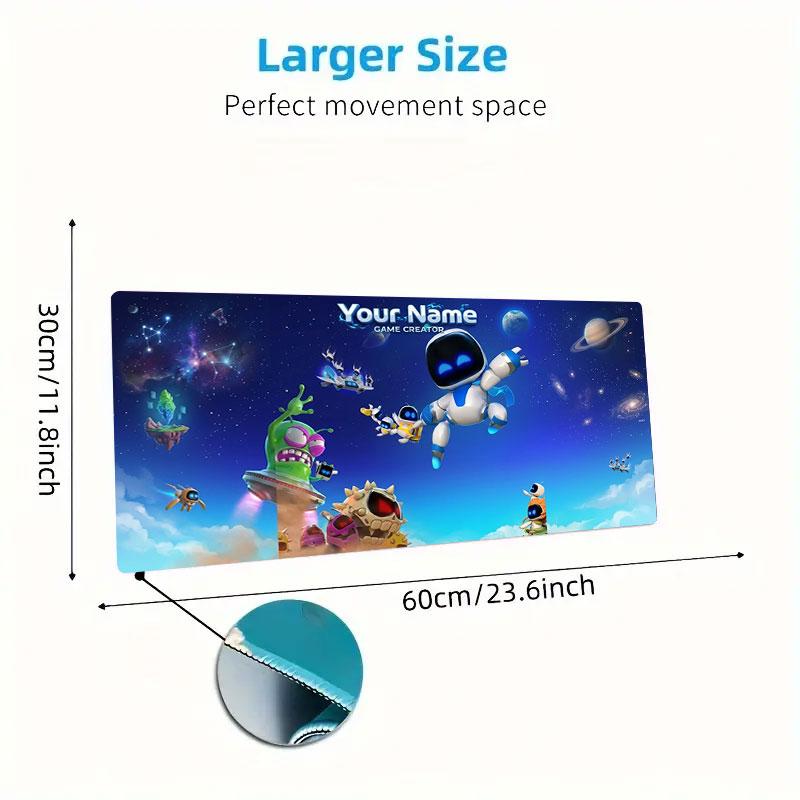 ASTRO BOT Имя на заказ Большой коврик для мыши Большая подушка для игрового стола Нескользящий Коврик для ноутбука и планшета XXL Коврик для мини-ПК Игровой коврик С заблокированным краем