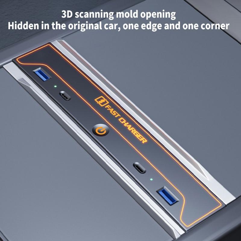 USB-концентратор для центральной консоли со сдвижной крышкой, многопортовая станция быстрой зарядки, зарядный хаб для центральной консоли, для модели автомобиля 3