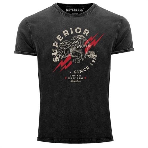 Neverless® Men's T-Shirt Vintage Shirt Print Shirt Superior Eagle Since 1976-