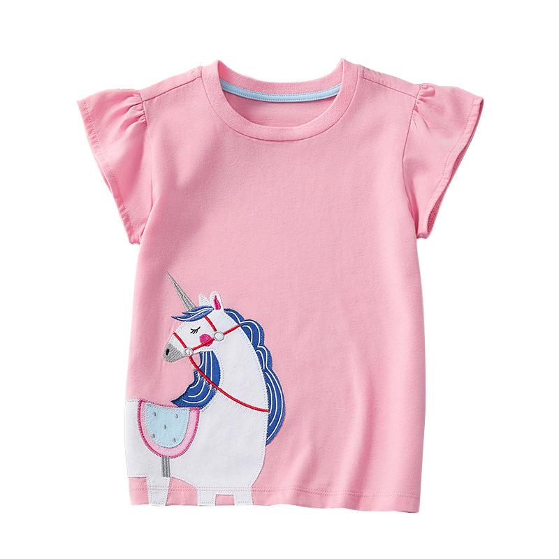 Children's Clothing Summer T-shirts Children's Cartoon Printed T-shirts Knitted Cotton Round Neck Boys' Tops