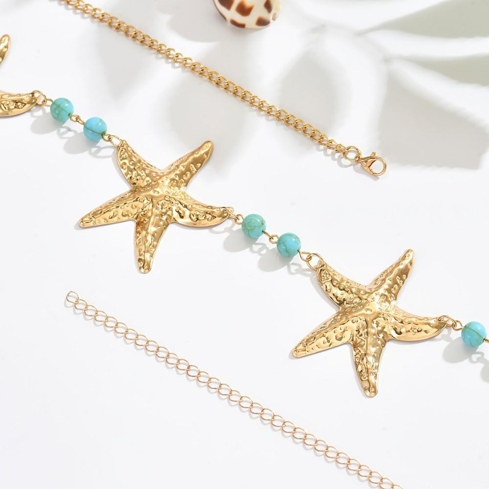 Elegant Starfish Waist Chain Shell Beads Belly Chains Sea Star Imitation Pearl Body Chain  Beach