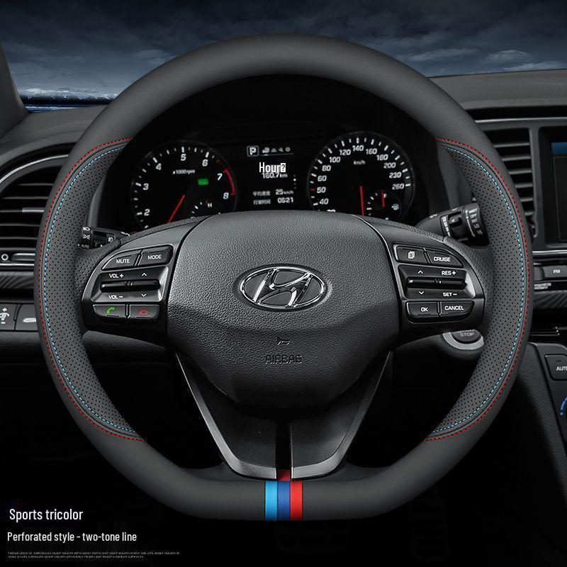 Натуральная кожаная оплетка руля для моделей Hyundai - Все сезоны