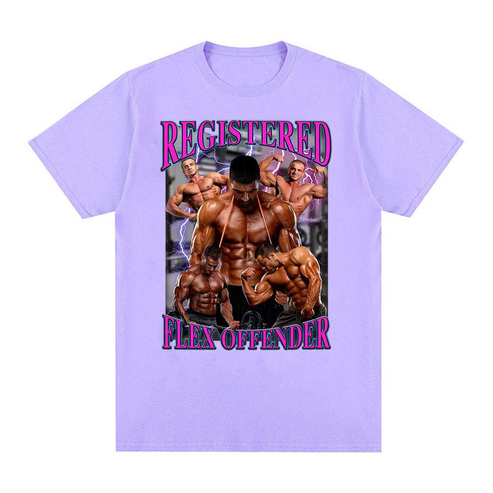 Registered Flex Offender Funny Gym T Shirt for Unisex Hip Hop Retro Oversized T Shirts Unisex Cotton Casual Loose Short Sleeve Tshirt