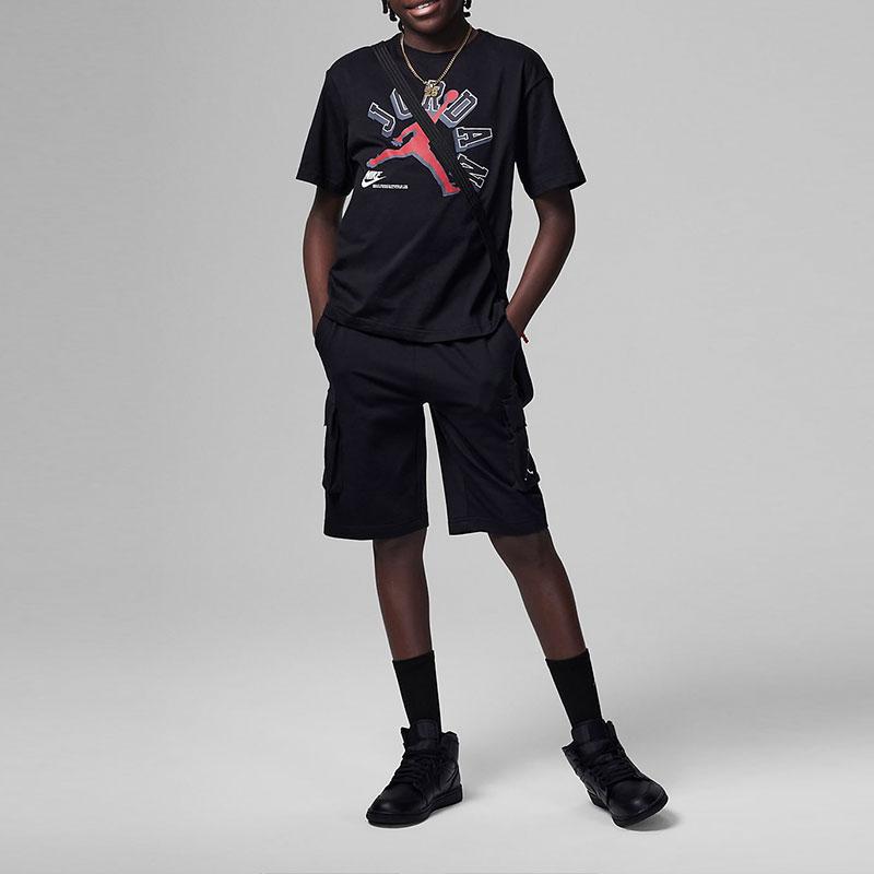 Jordan Футболка Varsity Jumpman с короткими рукавами и принтом логотипа, повседневная, детская, черная FV2530-010