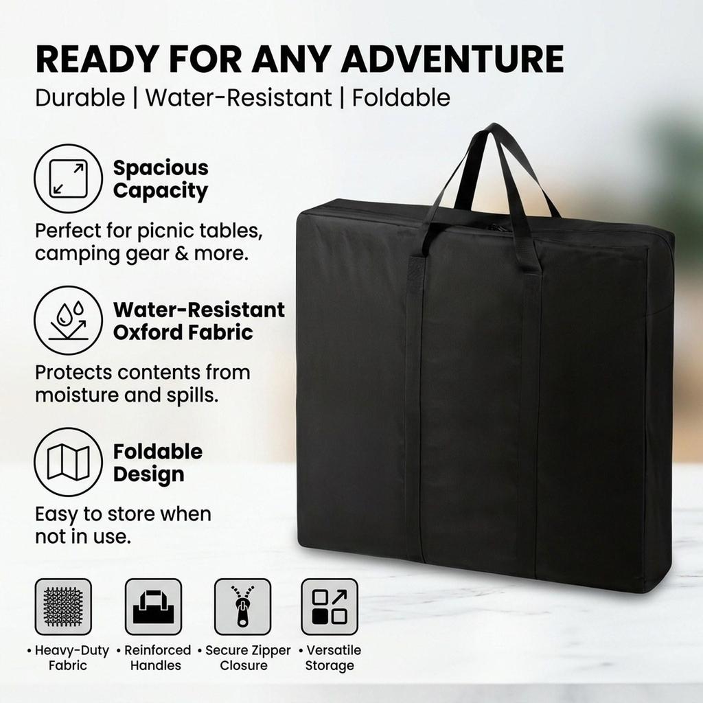 Folding Table Storage Bag Large Carrying Portable Heavy Duty Oxford Cloth Protection Picnic/Camp