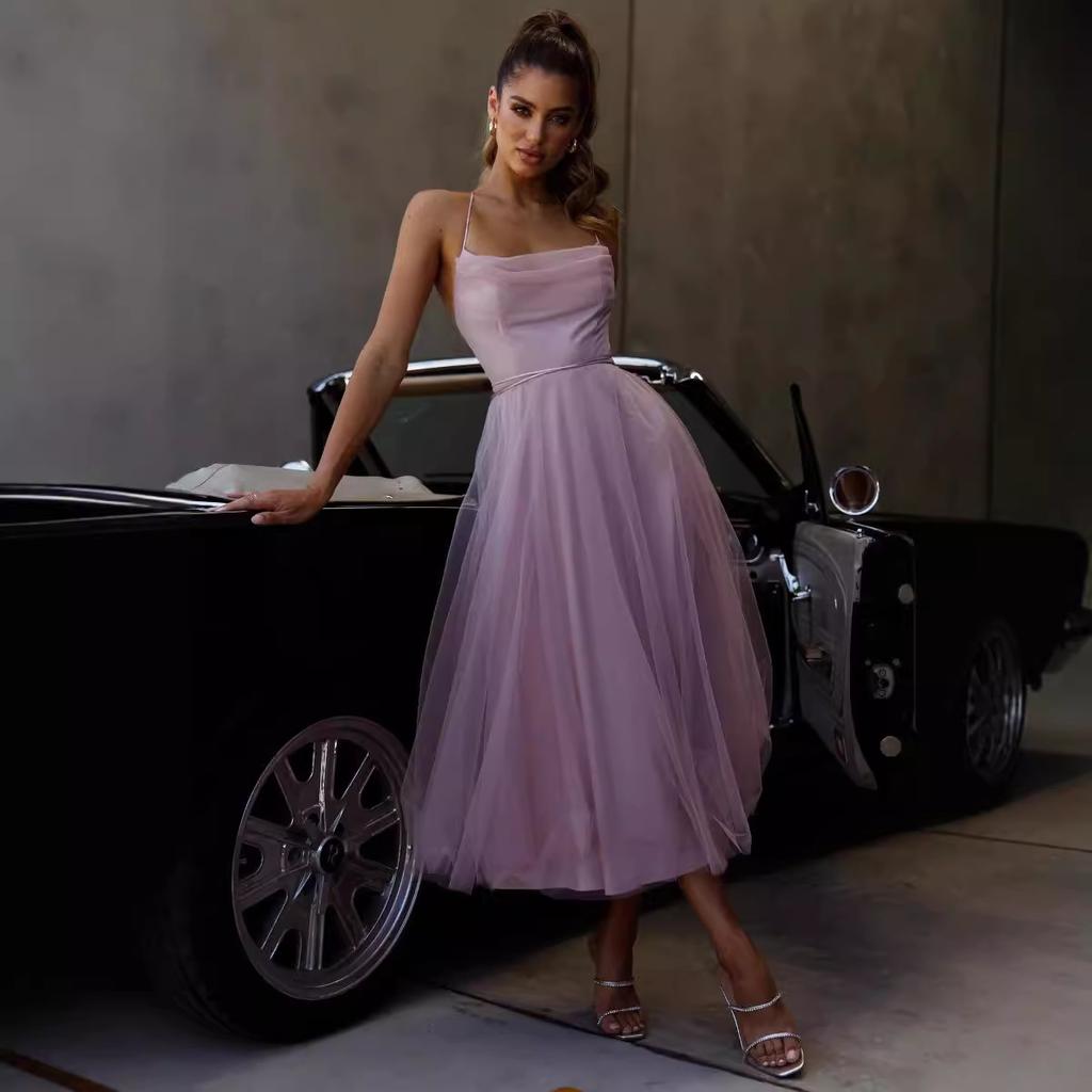 2025 летняя новая женская одежда сексуальное платье без рукавов на подтяжках облегающее платье