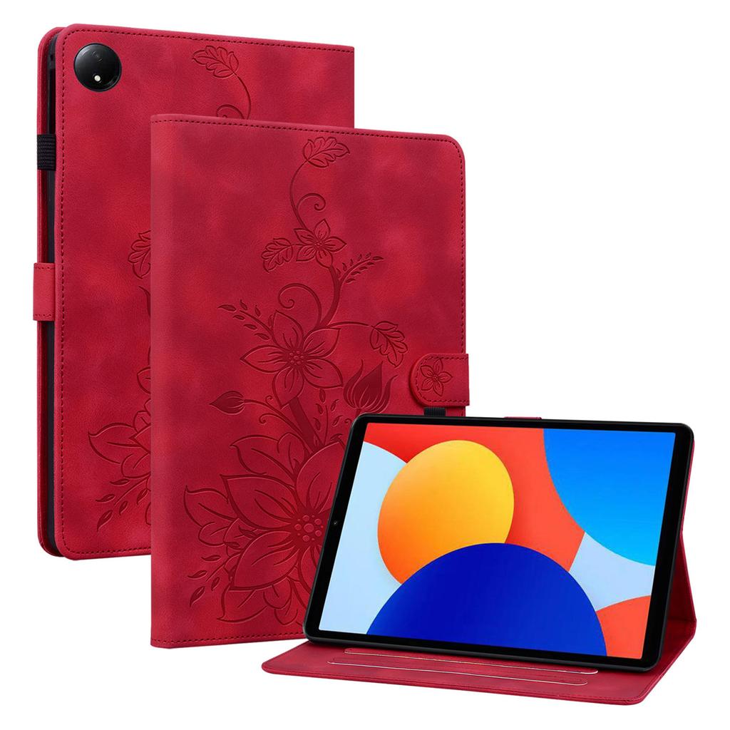 Для Xiaomi Redmi Pad SE 4G 8,7 дюйма Чехол Оттиск Лилии Слоты для карт Кожаный Чехол для планшета