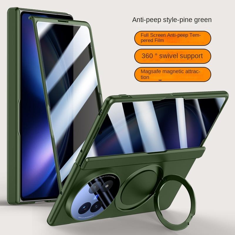 Для VIVO X Fold 5 360° Вращающаяся Кожаная Магнитная Линза Полная Защита Закаленное Стекло Магнитный Ударопрочный Чехол для Телефона
