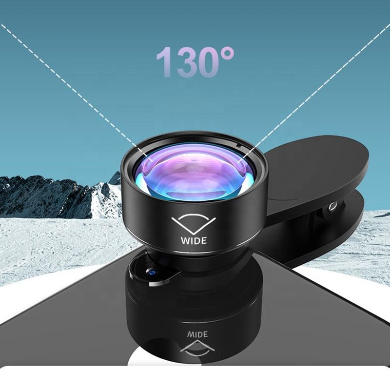 Cell Phone 130 Wide Angle Lens, 15x Macro Lens, 195 Fisheye Lens 3in1 Cell Phone Camera Lens