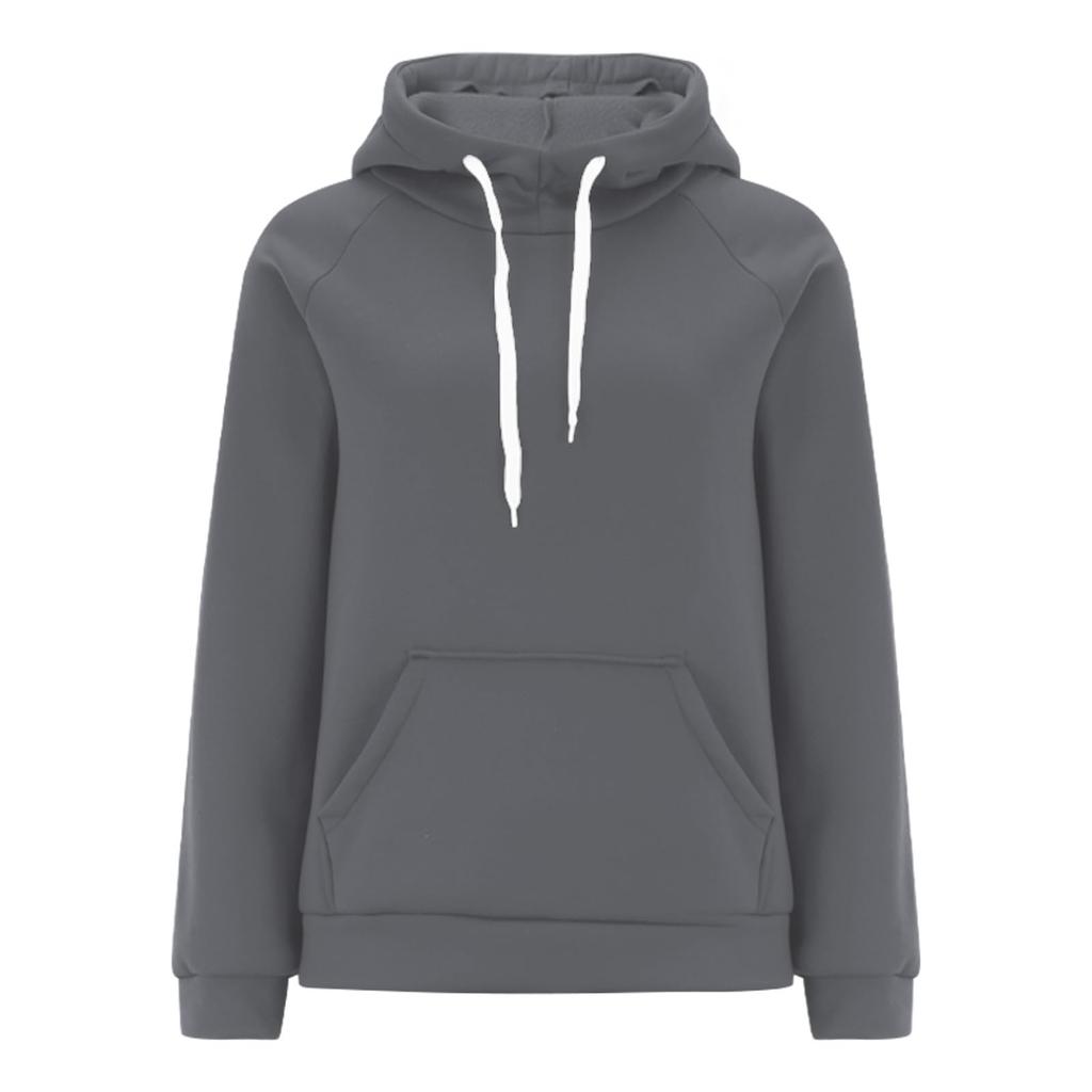 Women's Casual Loose Solid Color Long-sleeved Crewneck Sports Hoodie