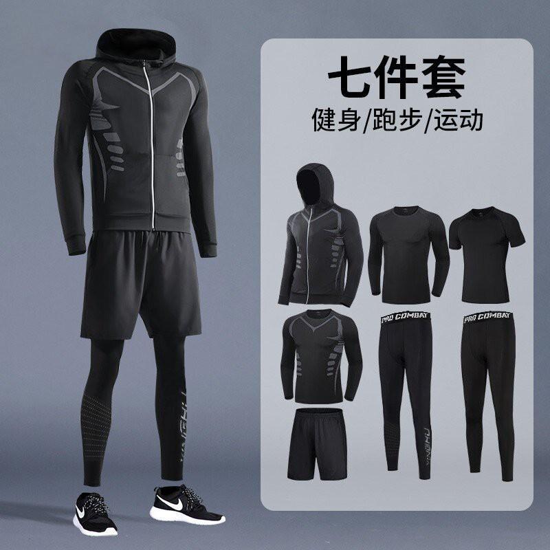 Mens Sportswear Set Running Basketball Training Quick Dry Tight Gym Outfit
