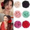 Fabric Rose Flower Large Size Claw Clips For Women Girls Clip Barrette Plastic Clamps Headwear Hair Accessories