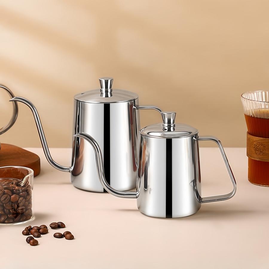 Нержавеющий кофейник для ручного заваривания с крышкой, чайник с гусиным носом, кофейник с подвесными ушками, антипригарный, аксессуары для дома, кухни, кафе