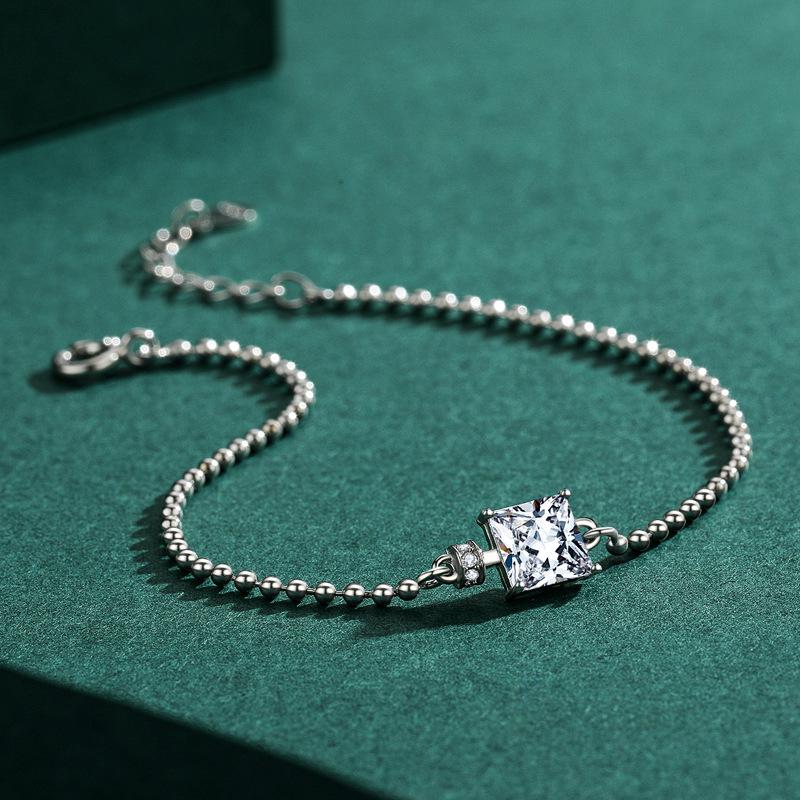 Браслет из стерлингового серебра 925 пробы, ювелирные изделия, геометрические бусины, браслеты-цепочки, модный тонкий свадебный подарок для подруги, женщин