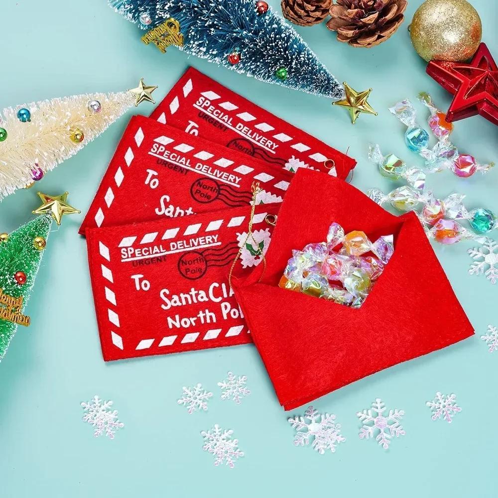 Wholesale Christmas Letter Candy Bag Decoration Santa Claus Felt Envelope Embroidery for Home Tree Ornament Kids Holiday Gifts