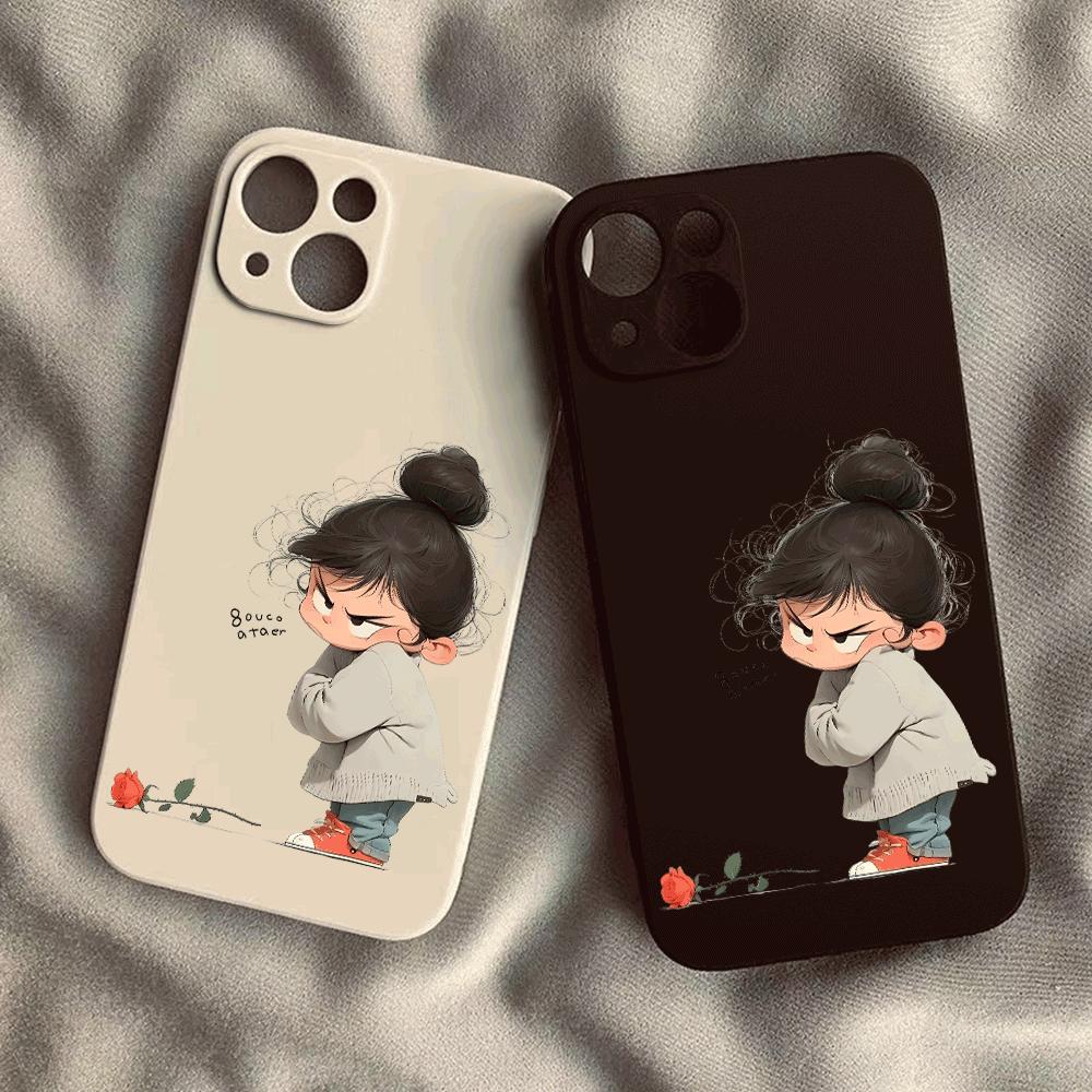Силиконовый чехол для телефона 'Сердитая девочка' для IPhone 14 15 16 Plus для IPhone 13 14 15 12 11 16 Pro Max 12 Mini XS Max Защитный чехол из ТПУ