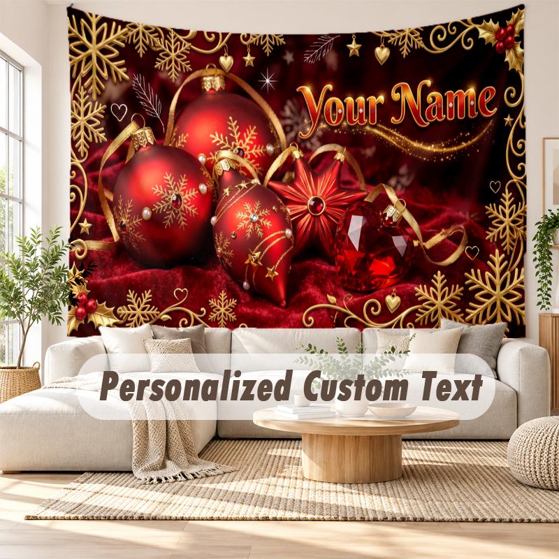 Christmas Custom Name Printed Tapestry Wall Hanging For Bedroom Living Room Wall Decor Holiday Gift