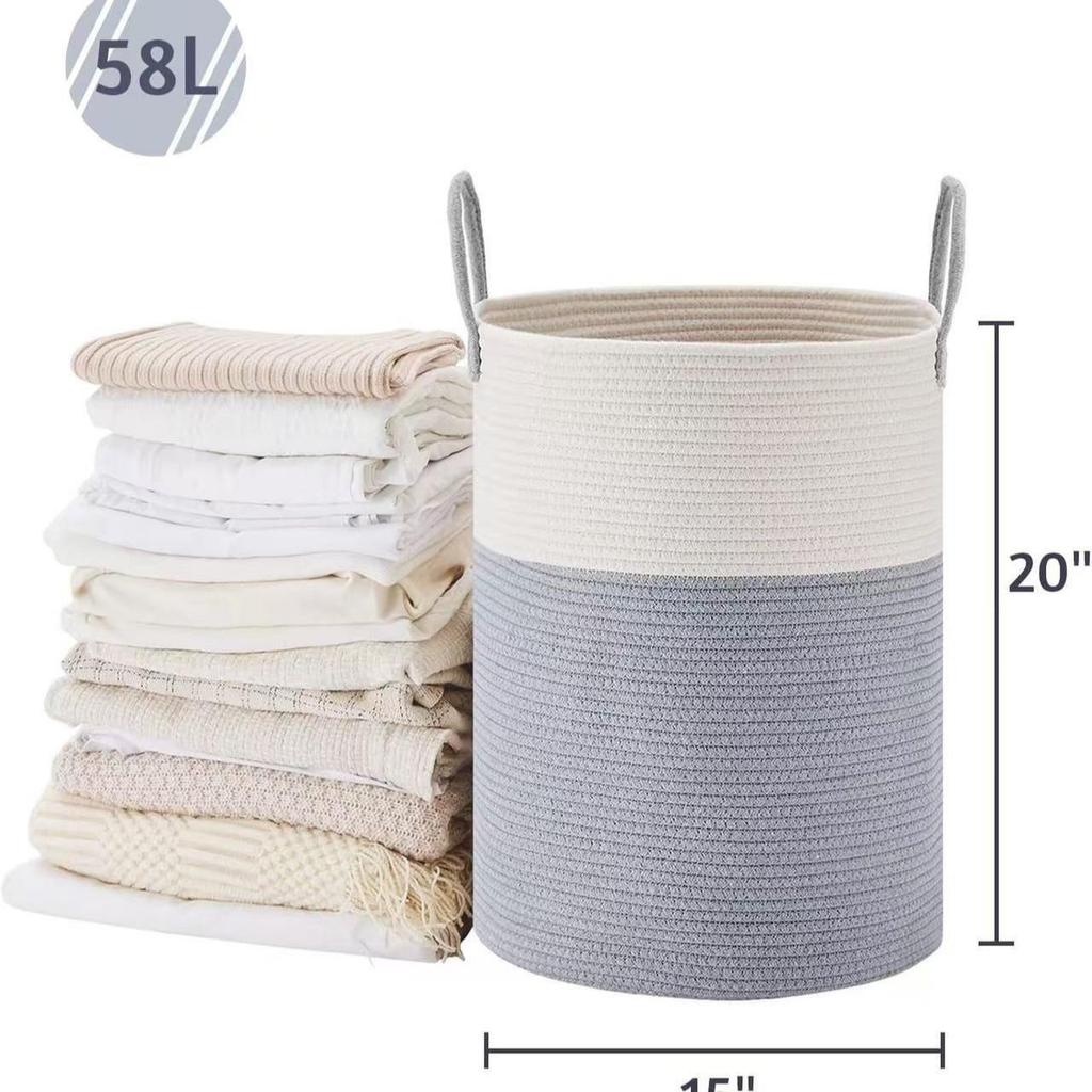 Handmade Cotton Rope Storage Basket, Nordic Style, Multi-Size & Color Options for Home & Living Room.