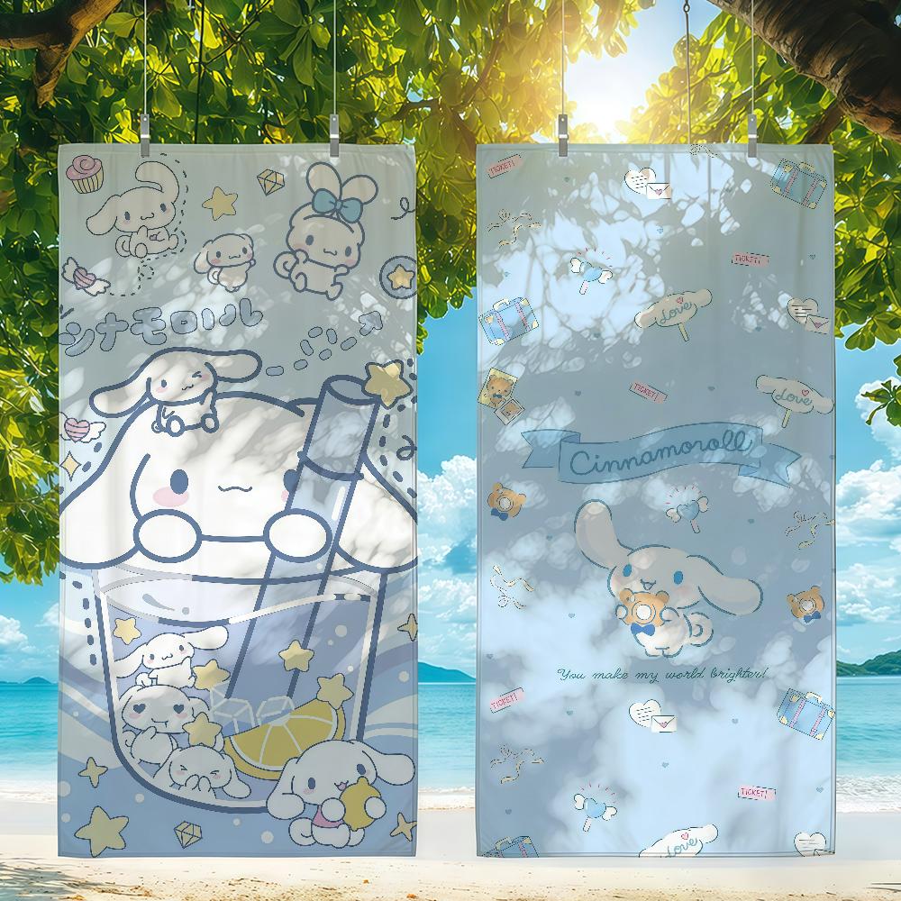 Милое Полотенце Sa C-Cinnamoroll Быстросохнущие Пляжные Полотенца Подходят Для Бассейнов, Кемпинга, Йоги И Тренажерного Зала