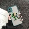 Чехол для телефона с начальной буквой от A до Z Для iPhone 12 13 Mini 11 Pro Max Листья Алфавит Зеленая задняя крышка Для iphone 11 14 promax Чехлы