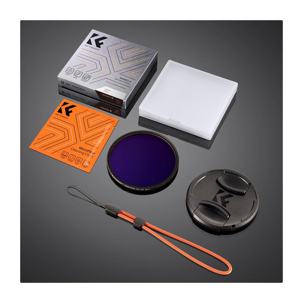 Concept 46mm PL Filter with Lens Cap for Reflection High Thin Circular Polarizing CPL Includes 1 Cleaning Cloth K&F Reduction, Transmission, Frame,