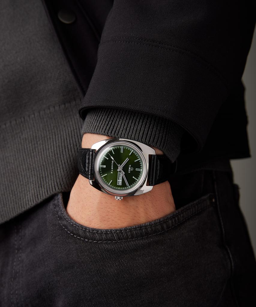 Taimaegseu Q Timex 1978 Day-Date Reissue Dress Watch 37.5Mm