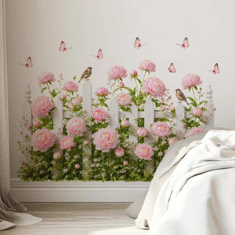 Removable Waterproof Wall Decal Dandelion Butterfly Sunflower Pattern for Coffee Shop Bakery Wall Decor