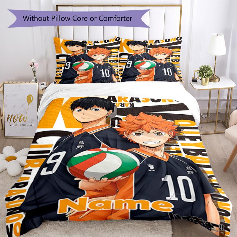 3 шт. Индивидуальный набор постельного белья Haikyu с именем Застежка на пододеяльнике Включает 1 пододеяльник и 2 наволочки, Мягкий и удобный для всех сезонов.