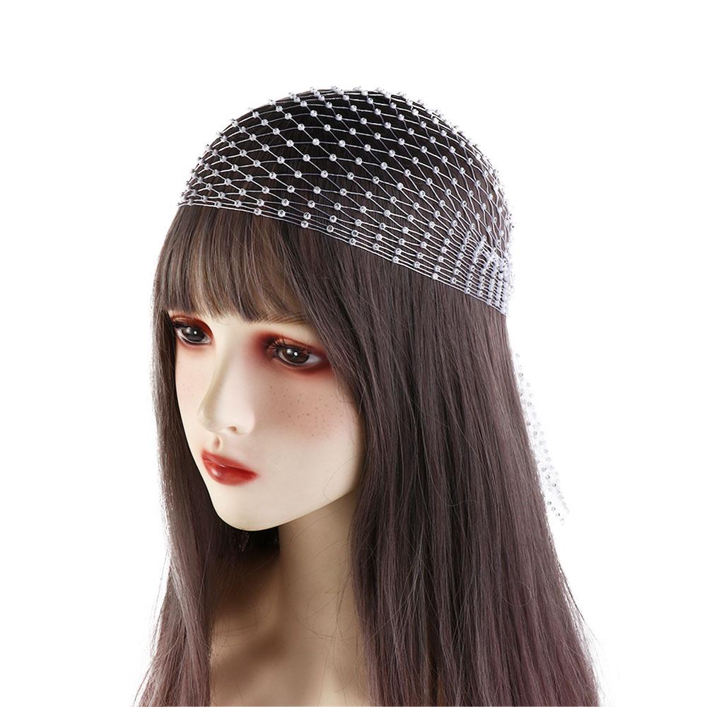 Summer Headwrap Hollowed Out Mesh Head Scarf Cap Women Hair Scarf Bling Turban Rhinestone Headband