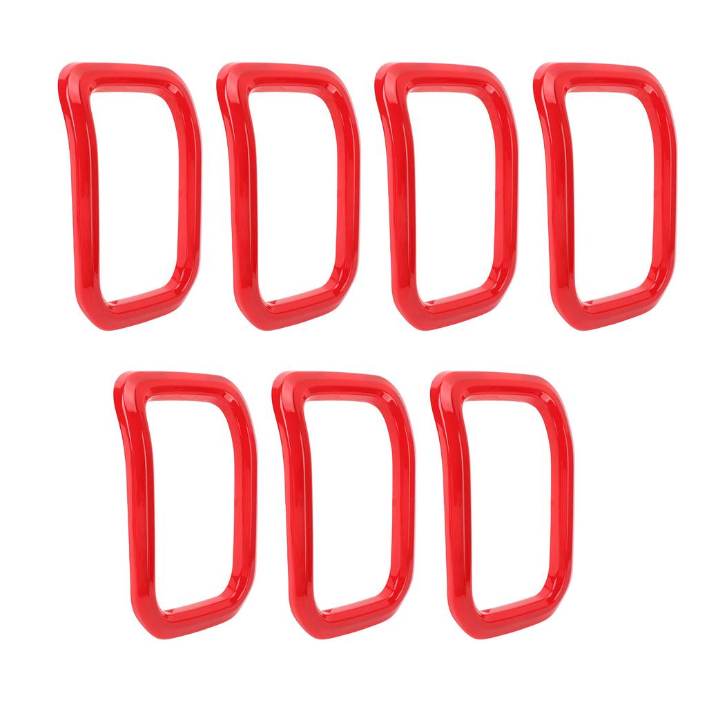 7PCS Front Grille Insert Cover Red Front Grill Cover Rings Frame Trims Kit Outline Car Decoration