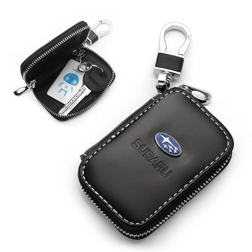 Leather Key Wallet Car Key Bag Multi Function Key Case for Subaru Forester XV Legacy WRX Tribeca Levorg BRZ Crosstrek Accessorie