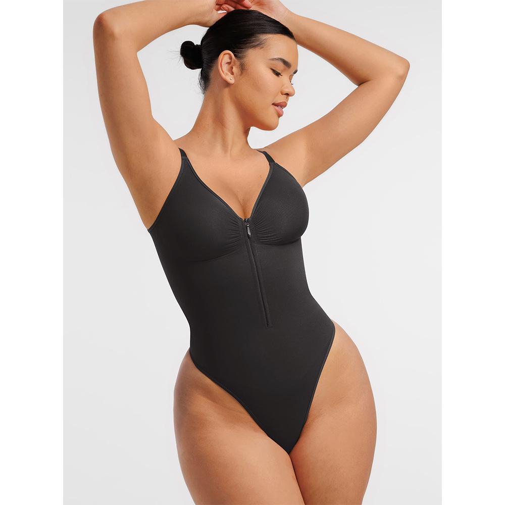 Женский формирующий боди на молнии – Spanx Бесшовный, с коррекцией живота, талии и подтягиванием ягодиц, с регулируемыми бретелями и W-образной конструкцией для push-up