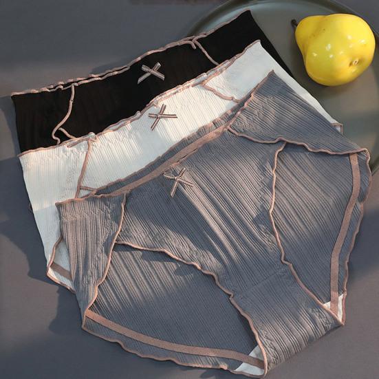 Cotton Briefs Breathable Ruffle Bowknot Decor Panties Women Accessory