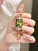 1 New Gold Women's Quartz Watch, Rectangular Case with Green Dial and Rhinestones, Elegant and Niche Women's Watch Design.