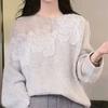 French Lace Hollow Flower Sweater for Women In Autumn and Winter Lazy Loose Knit Top Design for Women's Clothing