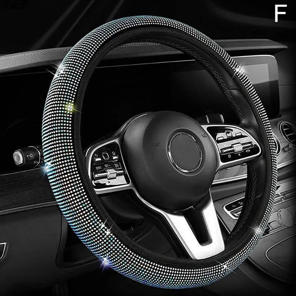 Чехол на руль автомобиля с бриллиантовым кристаллом для внешнего диаметра 14 1/2-15 дюймов, автомобильные аксессуары, автомобильный стиль W4t9