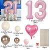 Pink number column balloon set, pink balloons suitable for birthday parties, graduation, weddings, and anniversary decorations