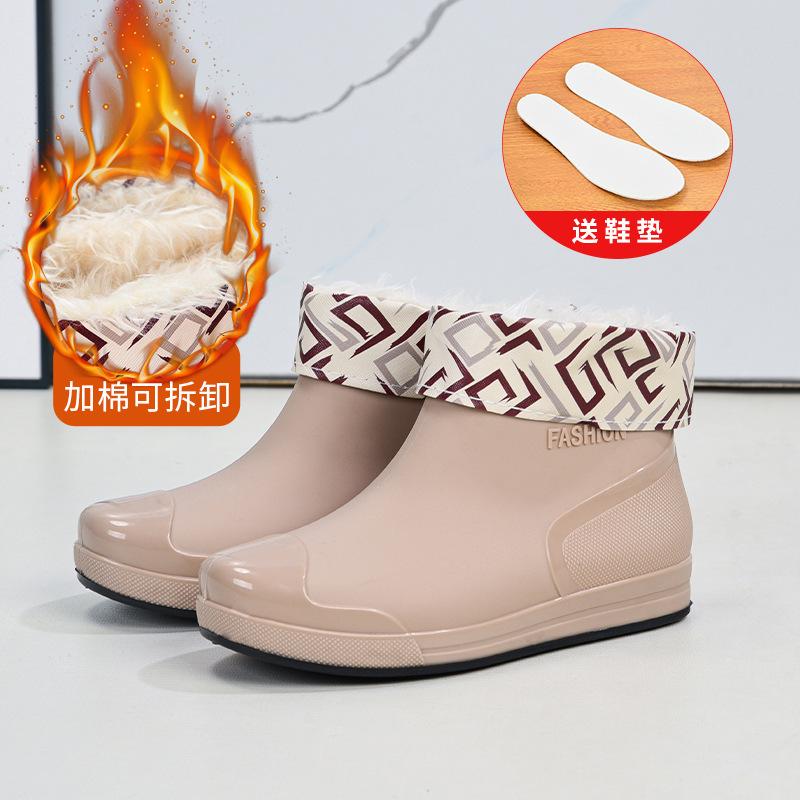 Hot-selling Rain Shoes Women's Short Tube Outer Wear Water Shoes Warm Non-slip Rain Boots Waterproof Boots Rubber Shoes Overshoes