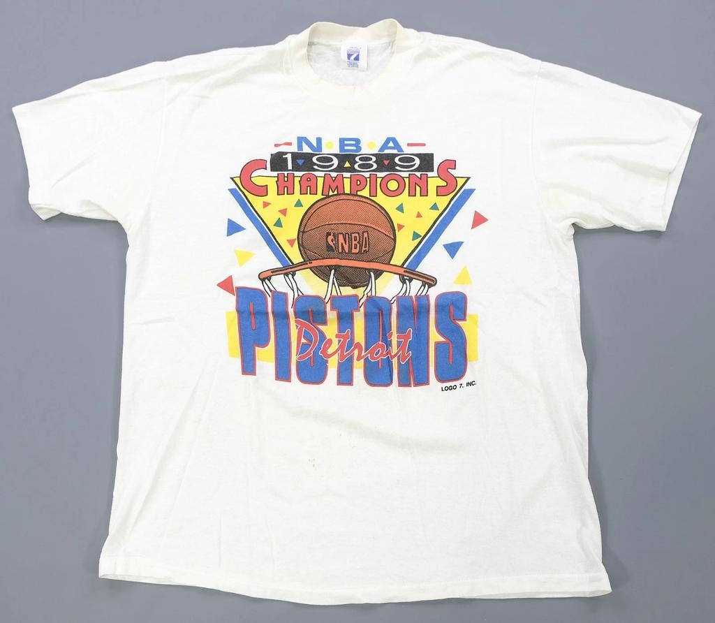 Редкая винтажная футболка LOGO 7 Detroit Pistons Чемпионы НБА 1989 года Баскетбол 80-е XL