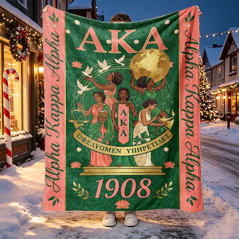 Alpha Kappa Alpha Pattern Blanket for Home Decoration, Bed, Sofa, Car Travel, Camping, Suitable for All Seasons, Birthday Christmas Gift