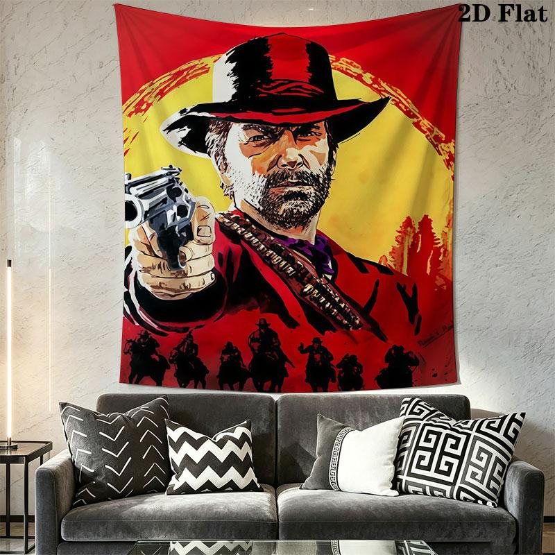 Red Dead Redemption Wall Hanging Printed Fabric Blanket Decorative Tapestries for Bedroom Living Room Home Decor