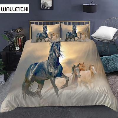 Комплект постельного белья с 3D-принтом в виде животных, комплект постельного белья Domineering Galloping Horse, мягкие 2/3 предмета из полиэстера, пододеяльники с наволочкой