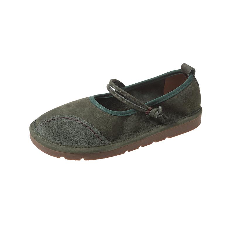 Women Shoes Flats Trand Mary Jane Elegant Retro Fashion Barefoot Comfortable Leather Stitching Female Ethnic Style Loafers