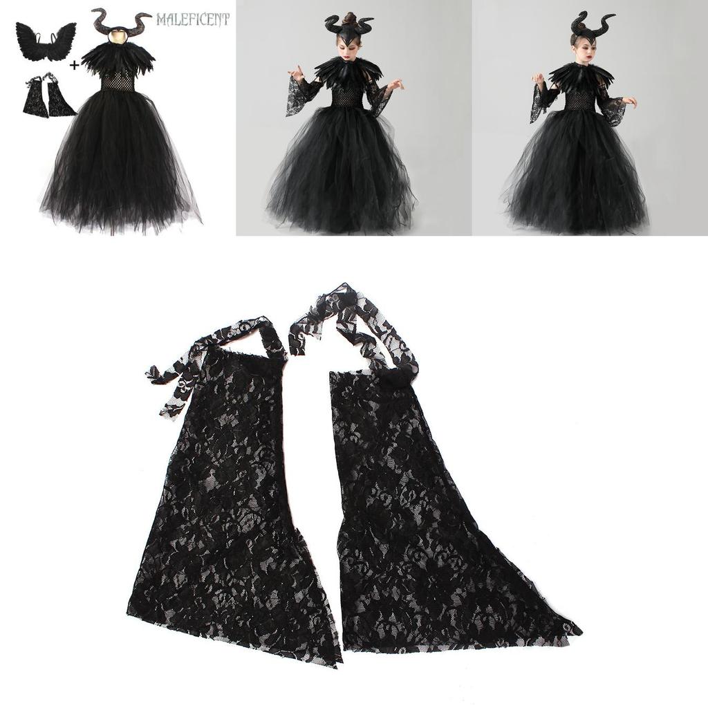 Classic Halloween Cartoon Cosplay Costume Suit For Kids- Maleficent Character Dress