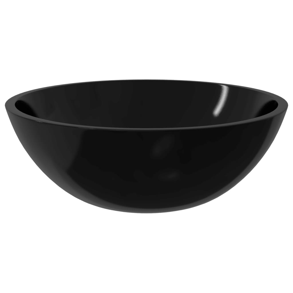 Glass Wash Basin 50x37x14 cm Black