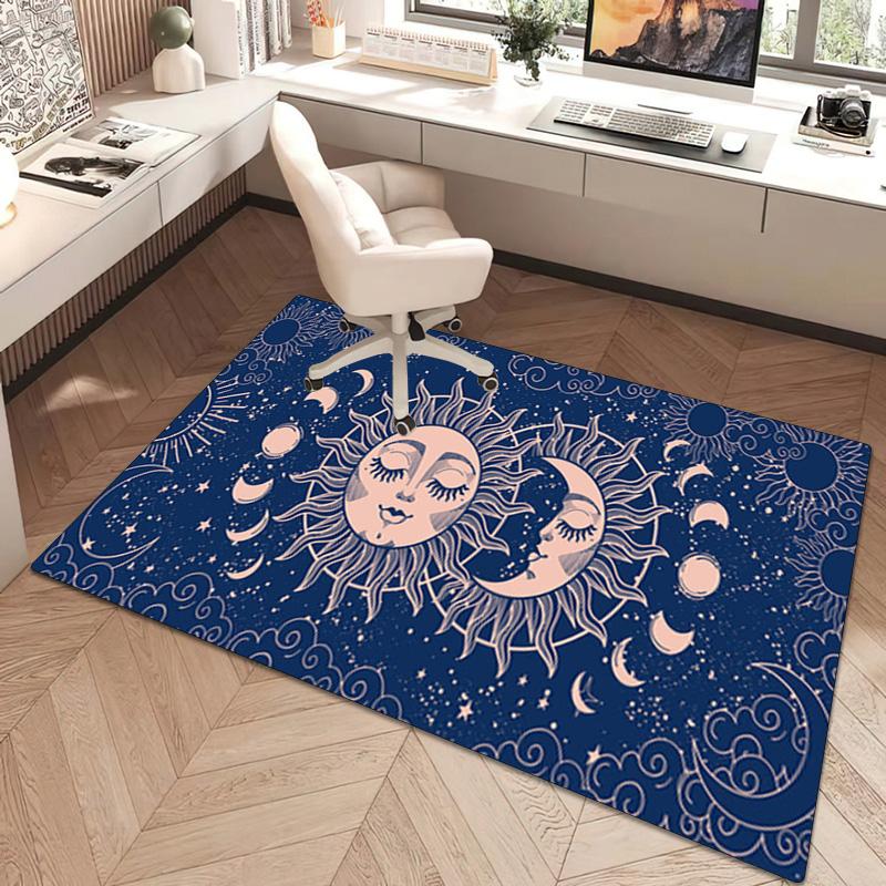 1Pc Sun and Moon Print Rug - home decoration Carpet For Living Room Bedroom Flooring Computer Chair Area Rug